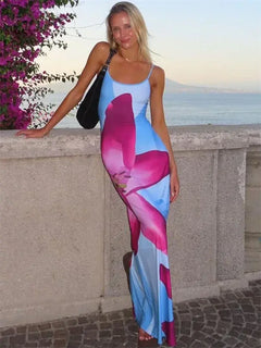 Floral Spaghetti Strap Maxi Dress β Slim Fit Summer Dress