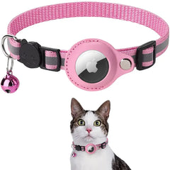 Reflective Pet Collar with AirTag Holder – Adjustable for Cats & Small Dogs