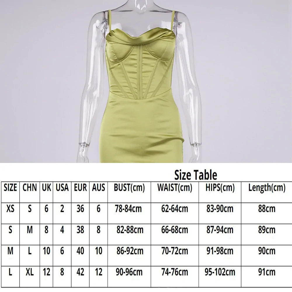 Satin Corset Bodycon Dress with Spaghetti Straps – Elegant Women’s Fashion