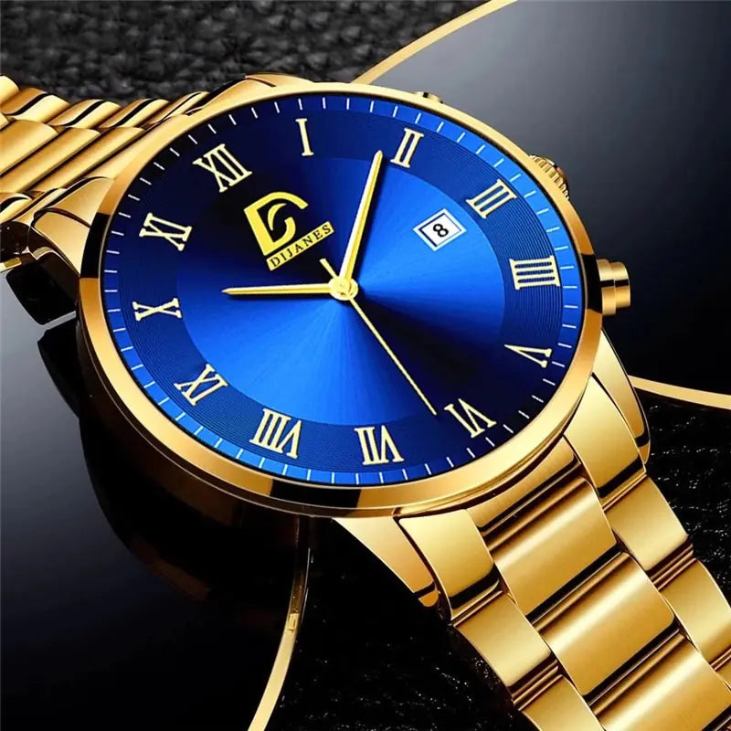 Gold and Blue Men's Watch