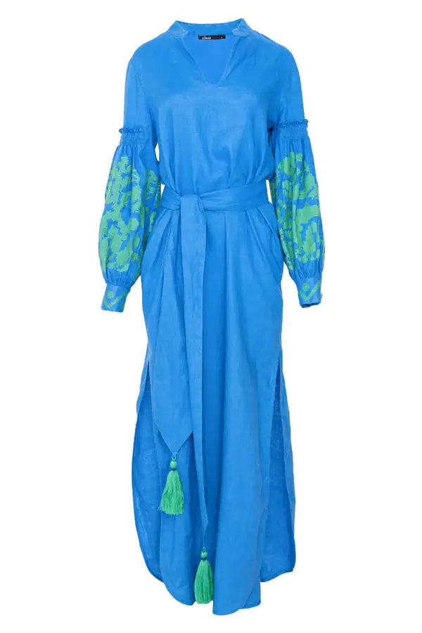 Embroidered V-Neck Boho Dress β Long Sleeve Cotton Beachwear
