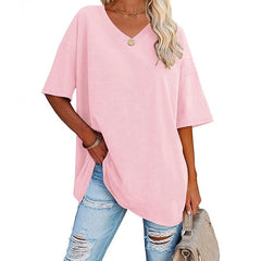 Loose Short-sleeved V-neck T-shirt