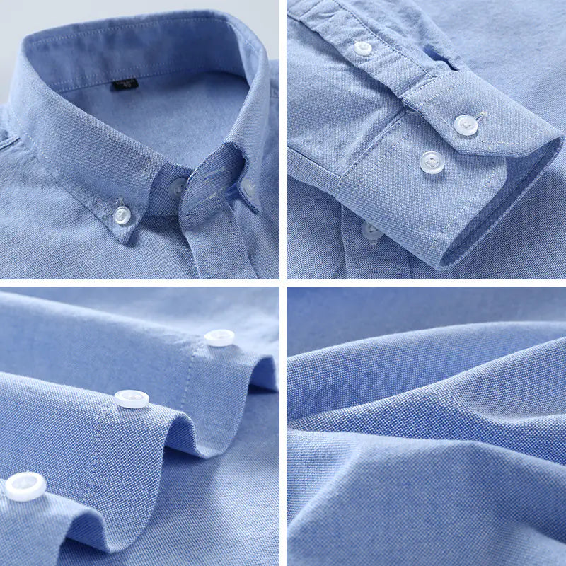 Men’s Long-Sleeve Oxford Shirt – 100% Cotton Formal Shirt