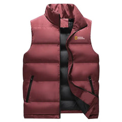 Neck Protection Zipper Men Winter Vest
