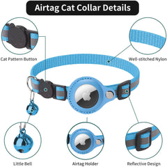 Reflective Pet Collar with AirTag Holder – Adjustable for Cats & Small Dogs