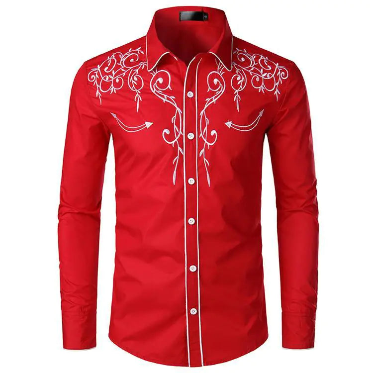 Men's Embroidered Western Style Shirt