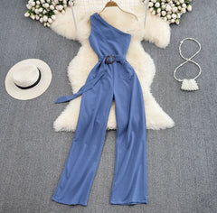 One-Shoulder SlimFit Jumpsuit β High-Waist Asymmetrical Style