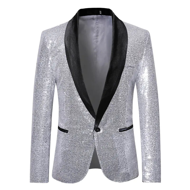 Men's Solid Color Sequin Show Suit Jacket