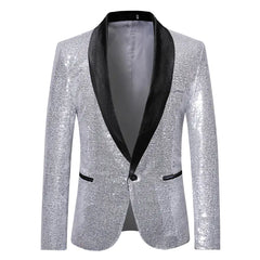 Men's Solid Color Sequin Show Suit Jacket