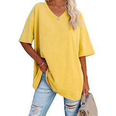 Loose Short-sleeved V-neck T-shirt