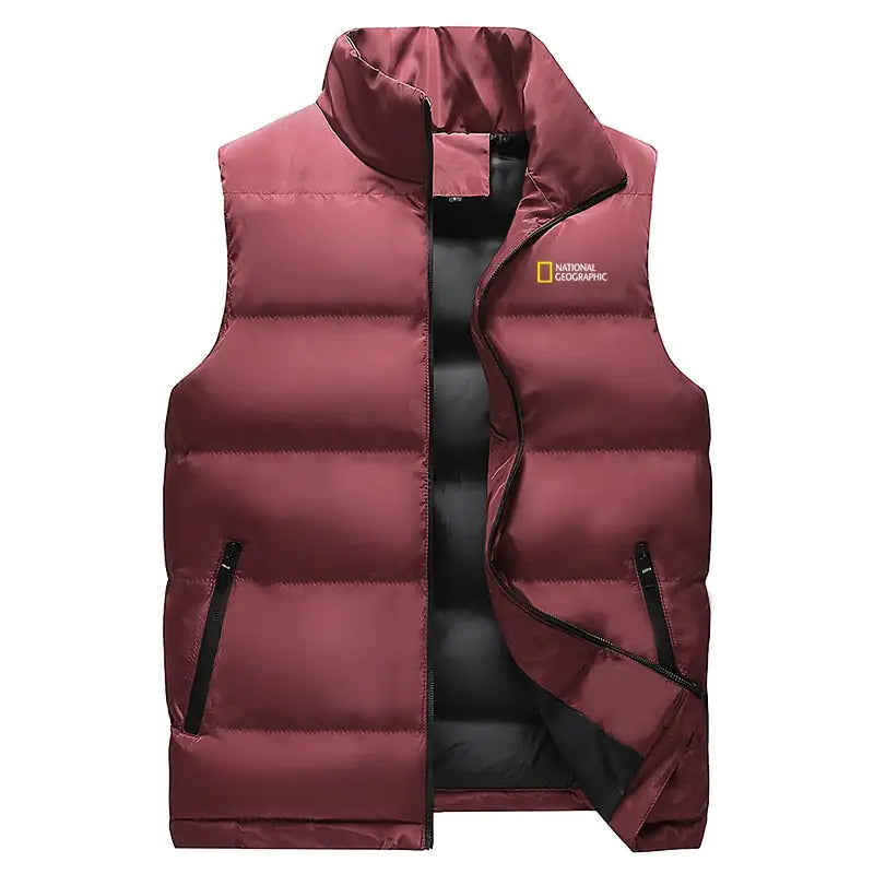 Neck Protection Zipper Men Winter Vest