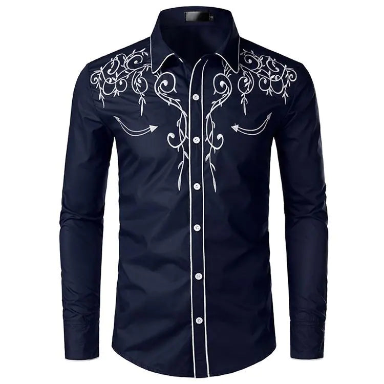 Men's Embroidered Western Style Shirt