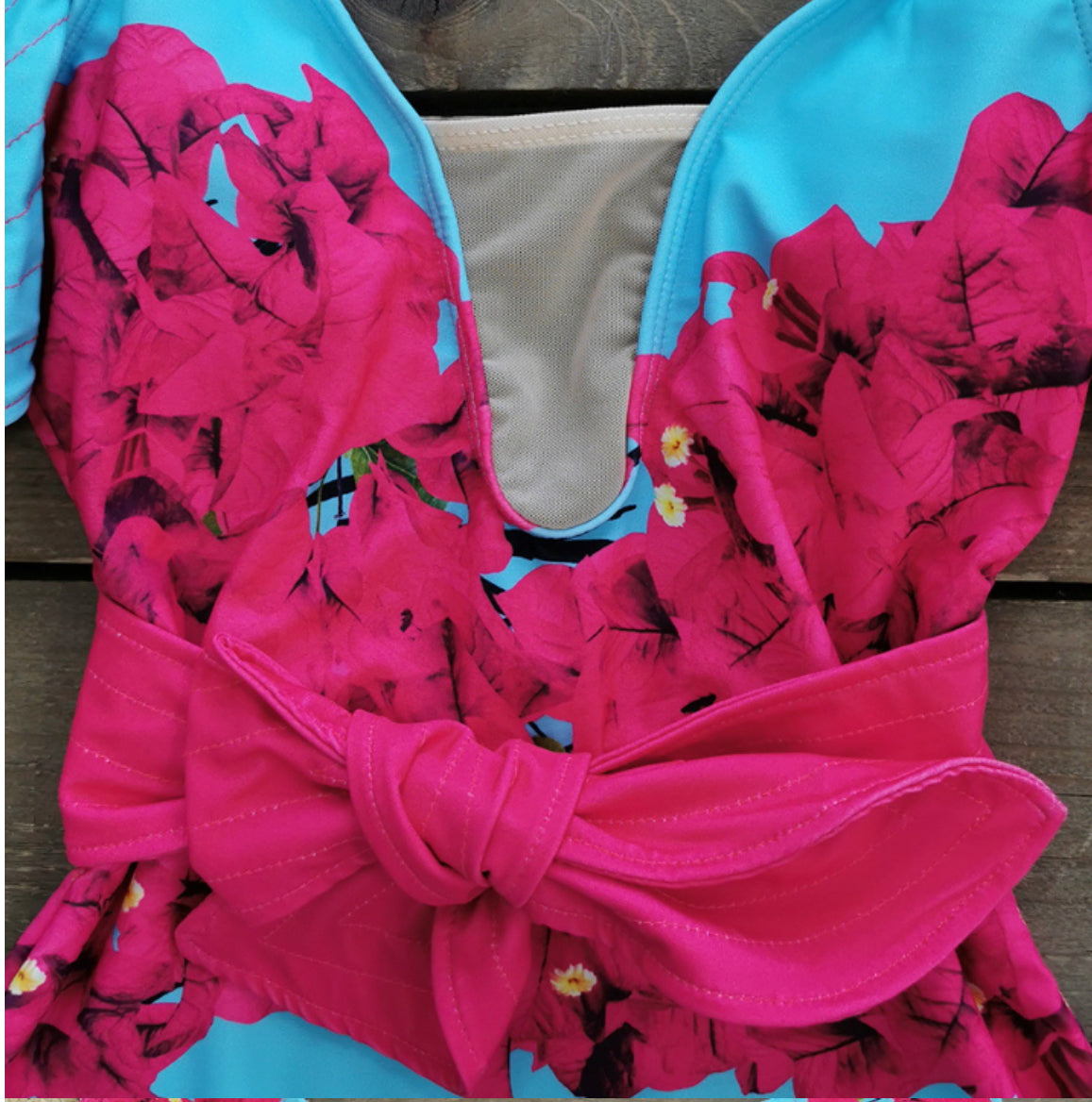 Maribel Pink & Blue Swimsuit β Santorini One-Piece Elegance