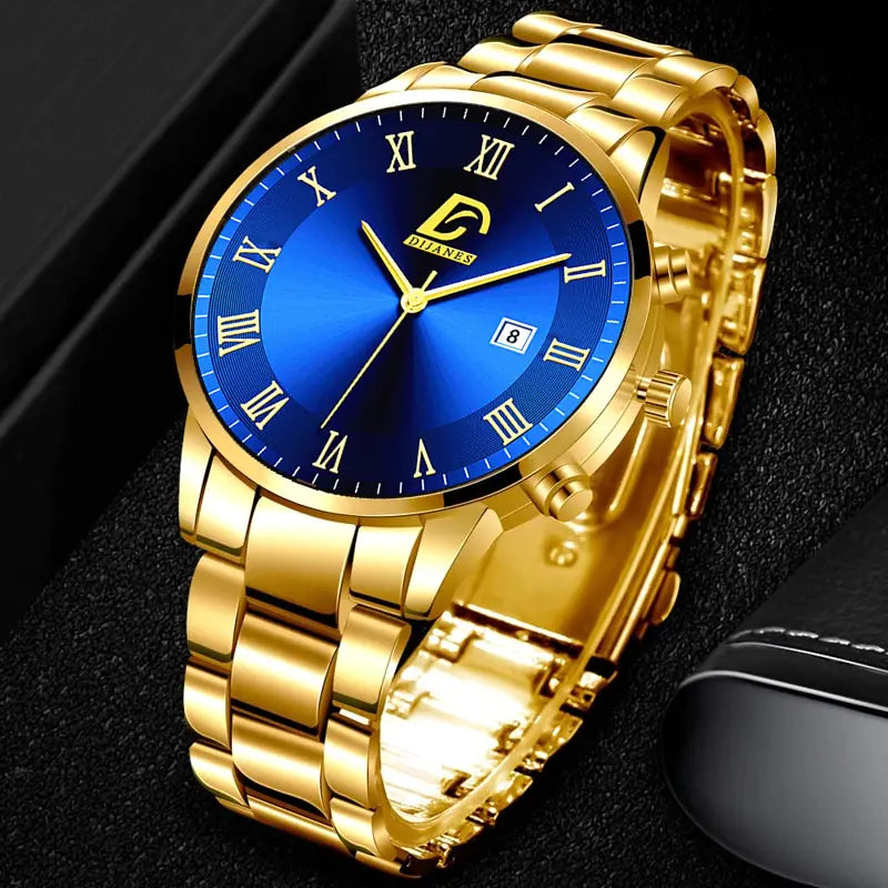 Gold and Blue Men's Watch