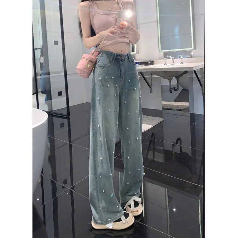 Pearl Straight Jeans Wide-leg Pants