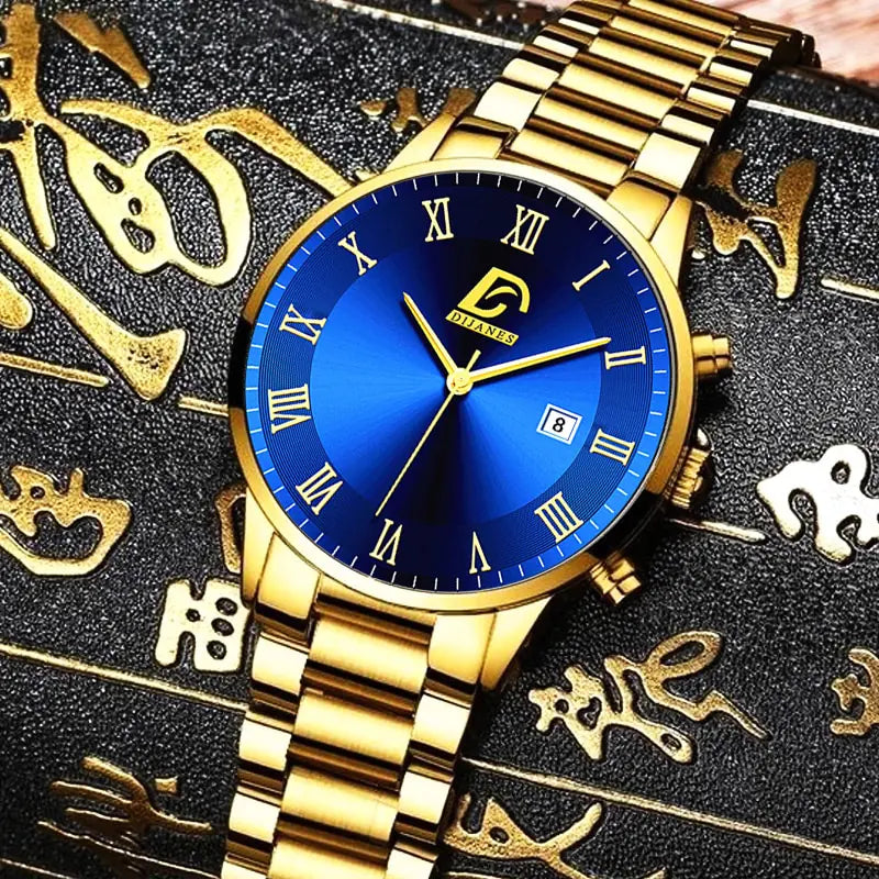 Gold and Blue Men's Watch