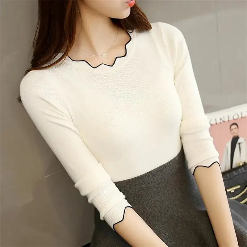 Long-Sleeved Sweater Slim Shirt