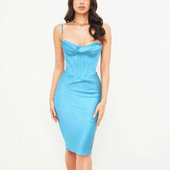 Satin Corset Bodycon Dress with Spaghetti Straps – Elegant Women’s Fashion