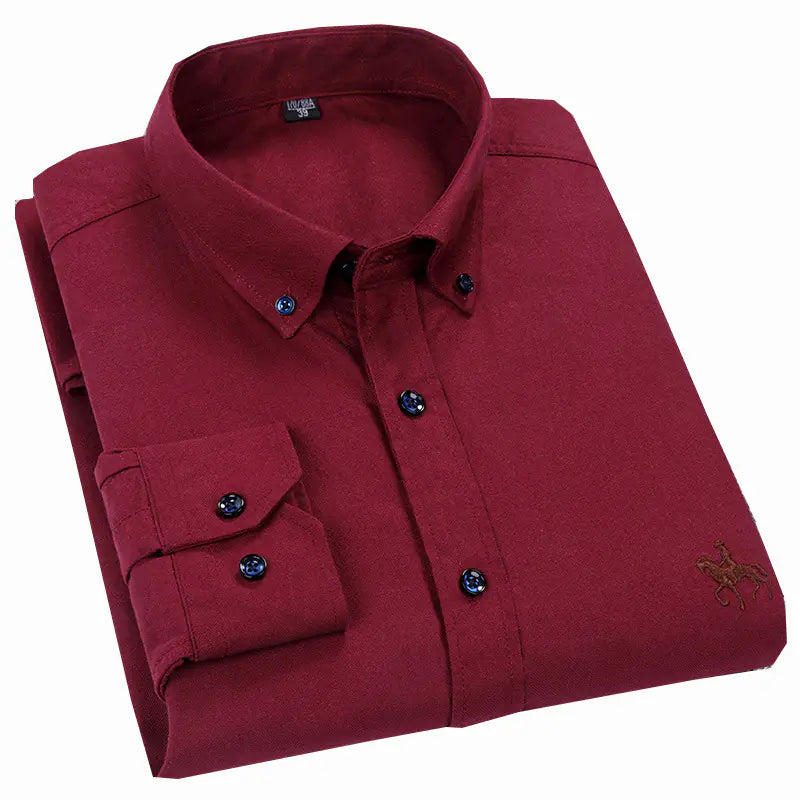 Men’s Long-Sleeve Oxford Shirt – 100% Cotton Formal Shirt