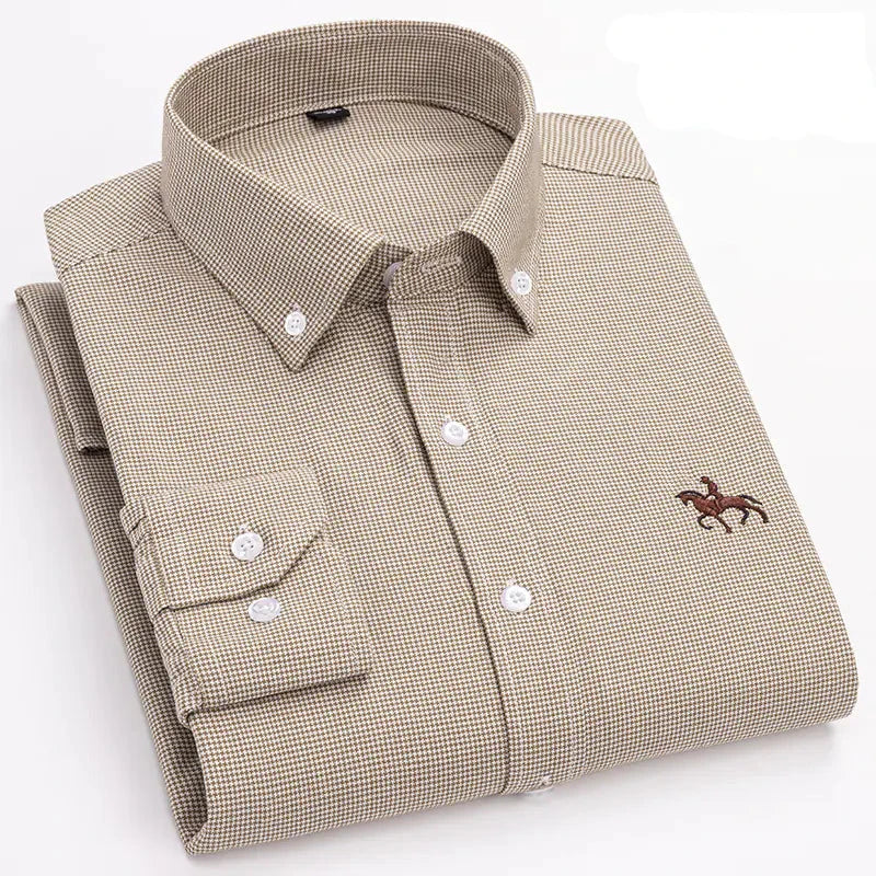 Men’s Long-Sleeve Oxford Shirt – 100% Cotton Formal Shirt