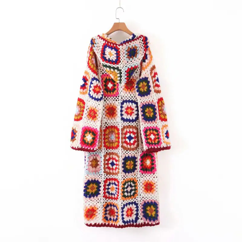 Handmade Crochet Hooded Coat for Women