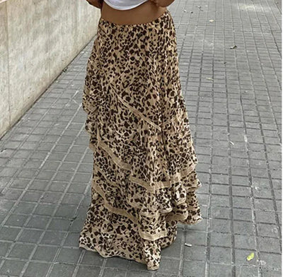Animal print Skirt with Lace Trim