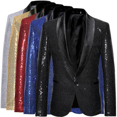 Men's Solid Color Sequin Show Suit Jacket