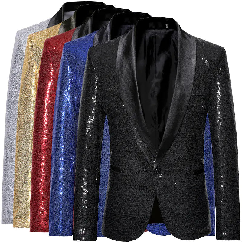 Men's Solid Color Sequin Show Suit Jacket