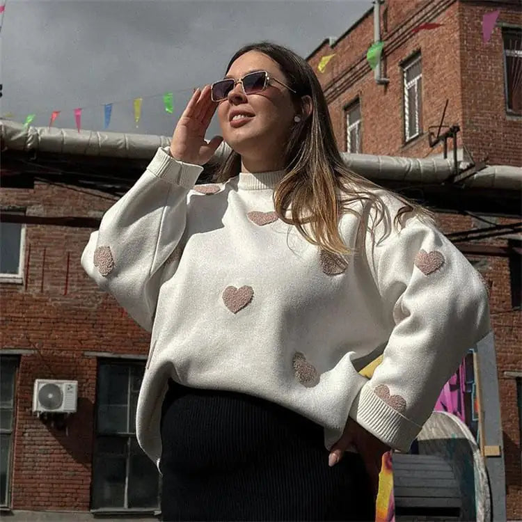 Embroidered Oversized Love Sweater