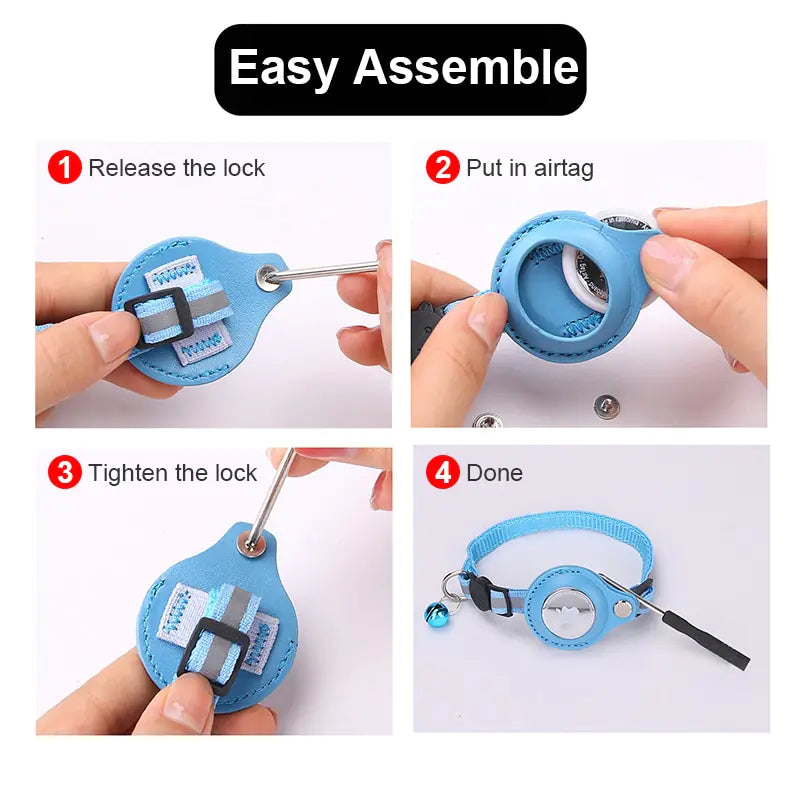 Reflective Pet Collar with AirTag Holder – Adjustable for Cats & Small Dogs