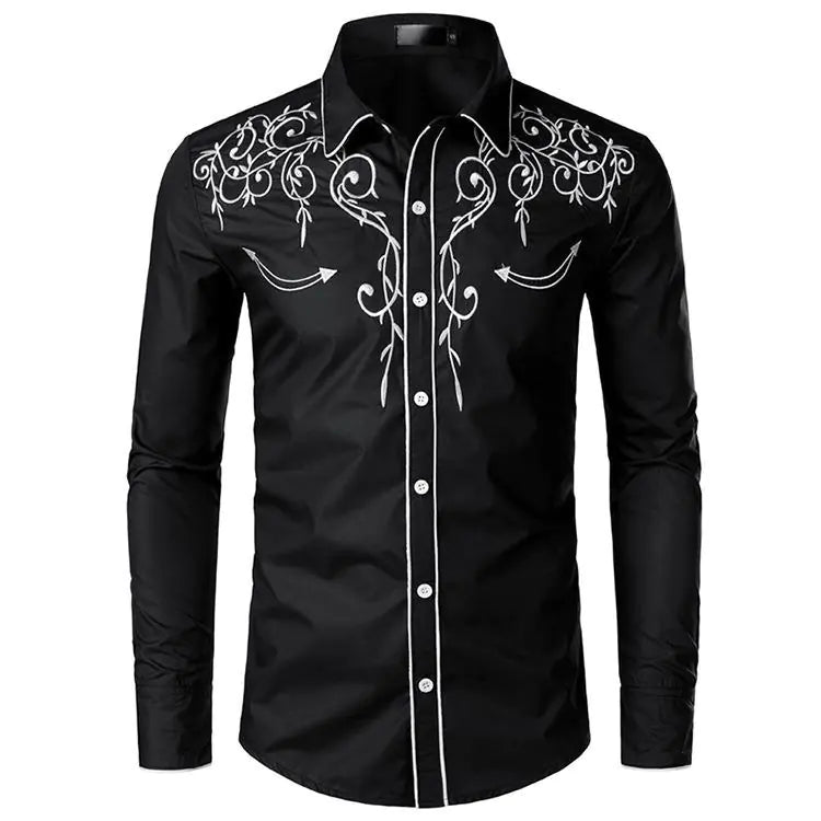 Men's Embroidered Western Style Shirt