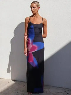Floral Spaghetti Strap Maxi Dress β Slim Fit Summer Dress
