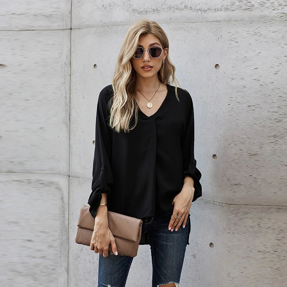 Loose V-Neck Blouse