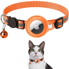 Reflective Pet Collar with AirTag Holder – Adjustable for Cats & Small Dogs