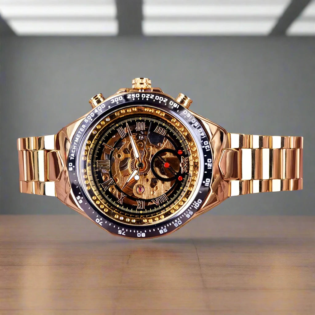 Men's Mechanical Sport Golden Watch