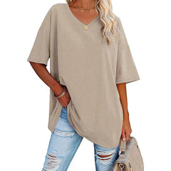 Loose Short-sleeved V-neck T-shirt