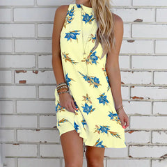 Multicolor Sleeveless Halter Dress for Women