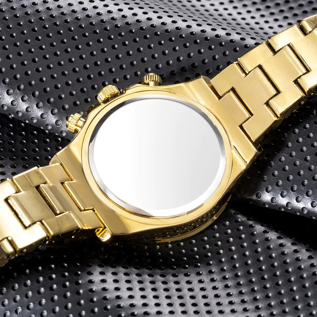 Luxury Iced Out Watch with Rainbow Bezel – Men’s Stainless Steel Timepiece