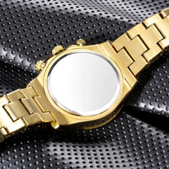Luxury Iced Out Watch with Rainbow Bezel – Men’s Stainless Steel Timepiece