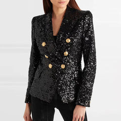 Sequin Blazer for With Golden Buttons