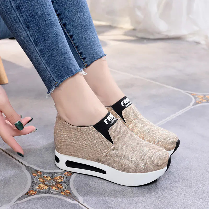 Round Toe Solid Color Casual Women's Platform Shoes