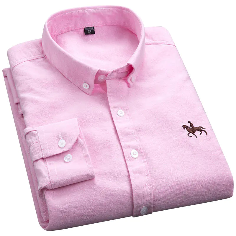 Men’s Long-Sleeve Oxford Shirt – 100% Cotton Formal Shirt