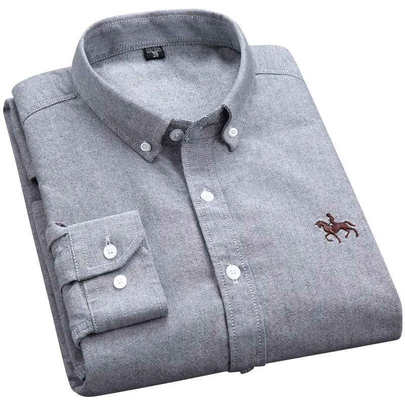 Men’s Long-Sleeve Oxford Shirt – 100% Cotton Formal Shirt