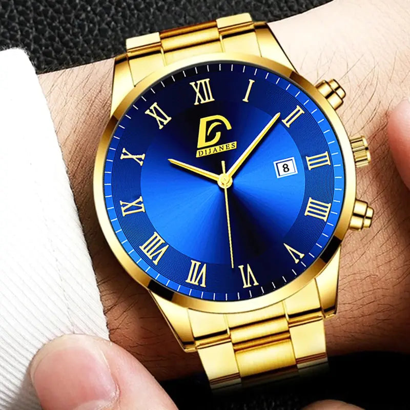 Gold and Blue Men's Watch