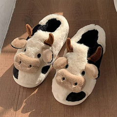 Home Cow Fur Cotton Slippers