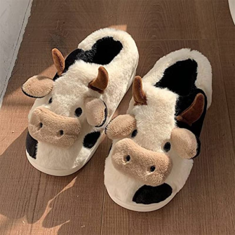Home Cow Fur Cotton Slippers