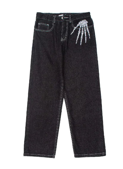 Men's Dark Skeleton Printed Jeans