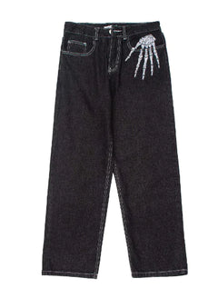 Men's Dark Skeleton Printed Jeans