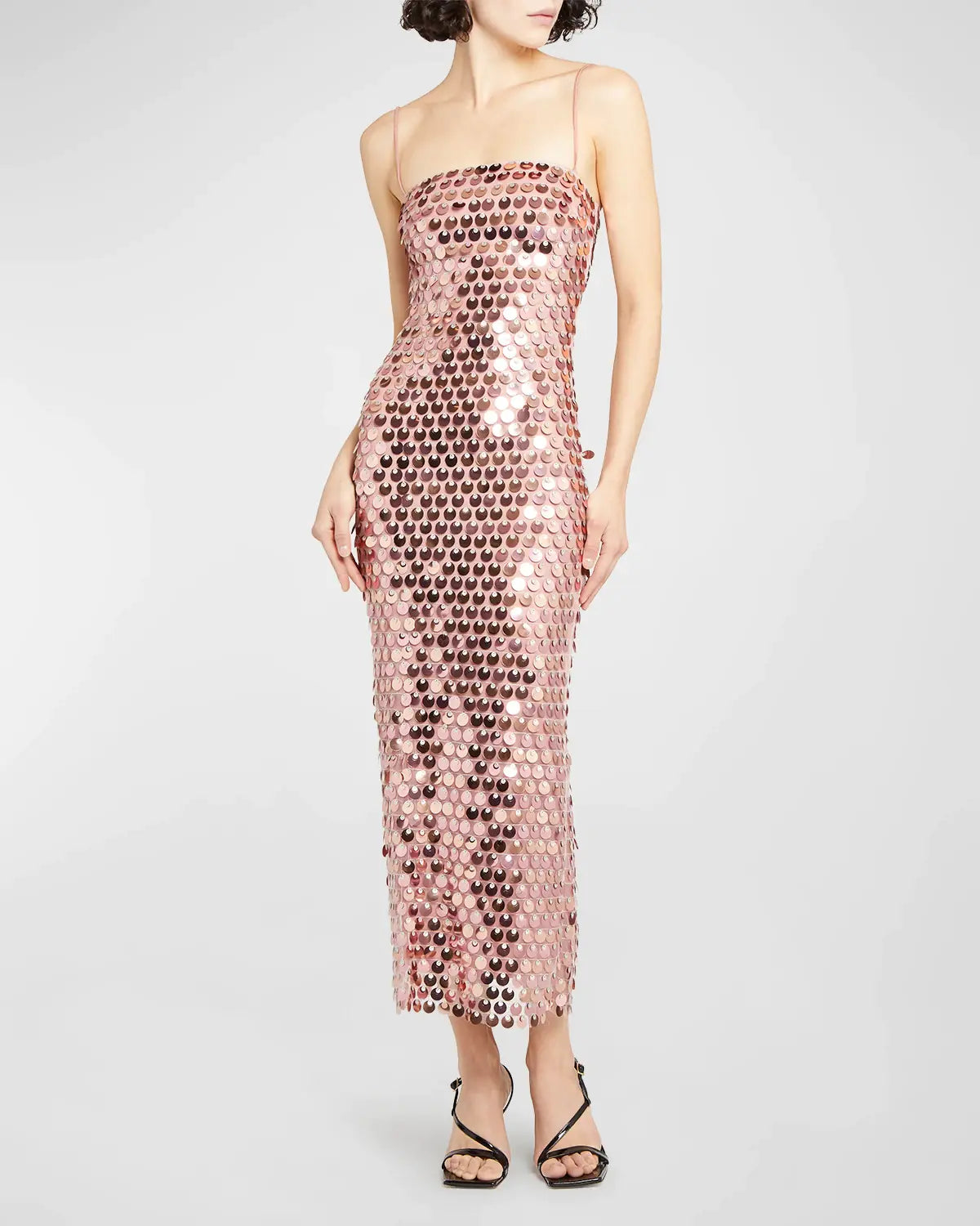 Shimmer & Stun – Spaghetti Strap Sequin Gown with Back Slit