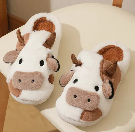 Home Cow Fur Cotton Slippers